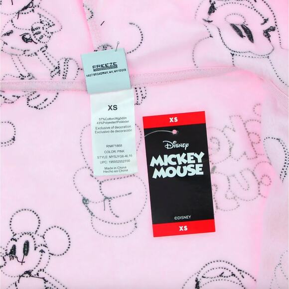NWT Baby Pink Embroidered Mickey Mouse Zip-Up Hoodie Sweater Sz XS - Picture 5 of 5